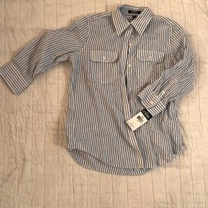Blue stripe button shirt